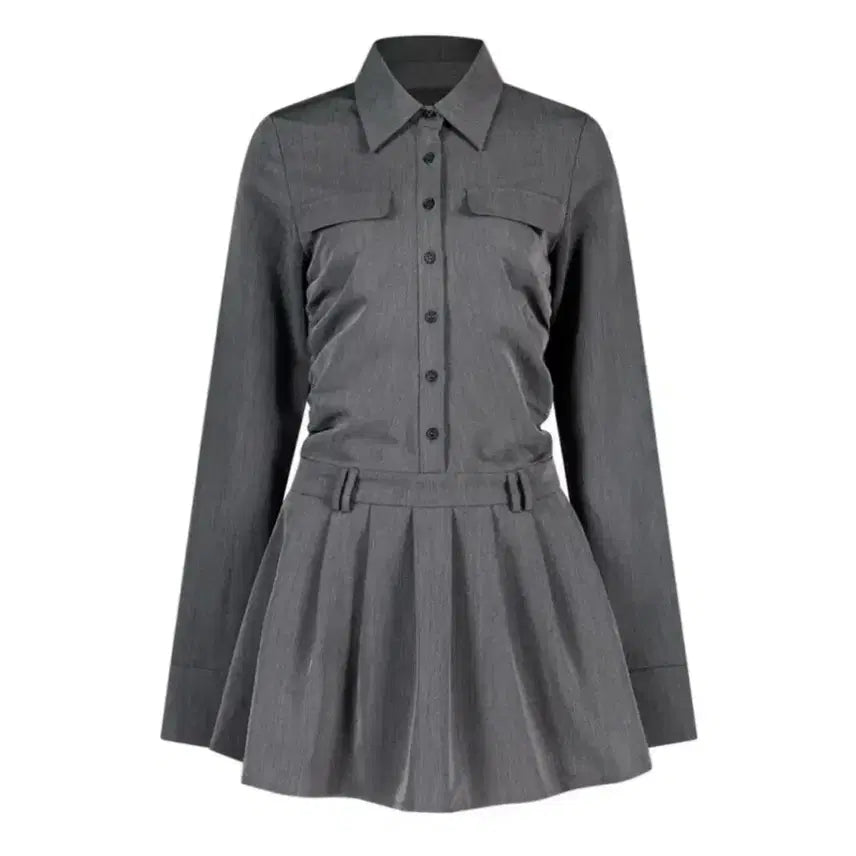 [BUNJANG] Hibernet Shirring Pleats Dress Gray S / 하이버넷 셔링 플리츠 원피스 그레이s