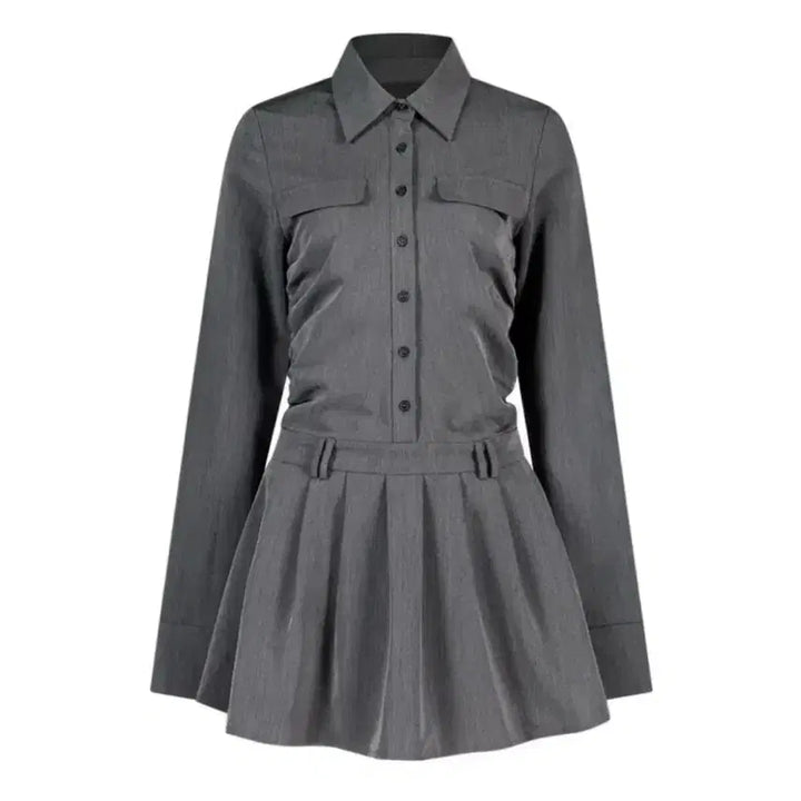 [BUNJANG] Hibernet Shirring Pleats Dress Gray S / 하이버넷 셔링 플리츠 원피스 그레이s