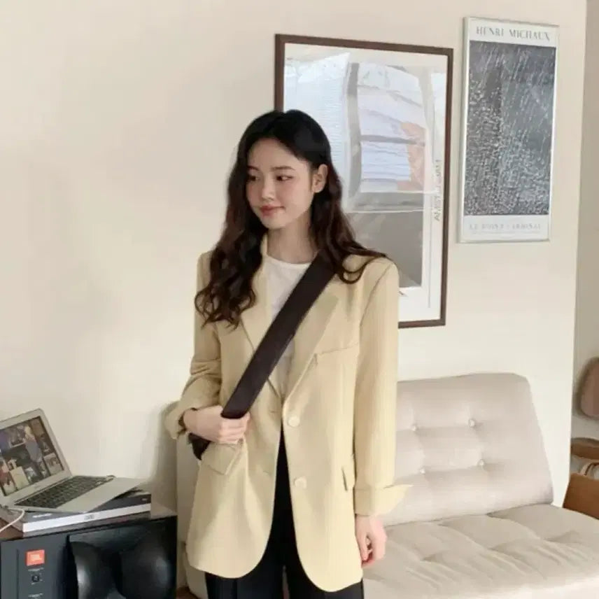 [BUNJANG] Shopperland Pastel Around Loose Fit Jacket Daisy Yellow / [쇼퍼랜드] 파스텔 어라운드 루즈핏 자켓 데이지 옐로우
