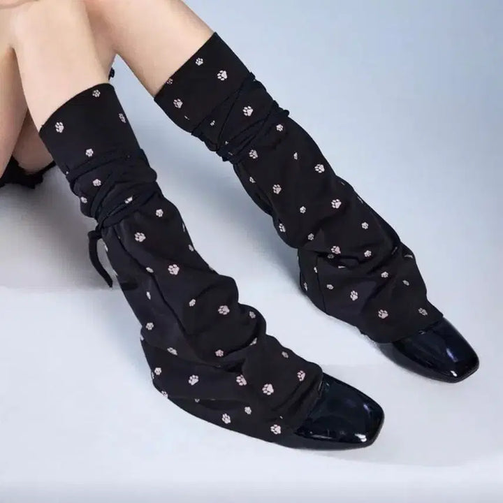 [BUNJANG] Black Ballet Leg Warmers with Straps / 새상품)블랙 발토시 발 워머 발레 레그워머/스트랩워머