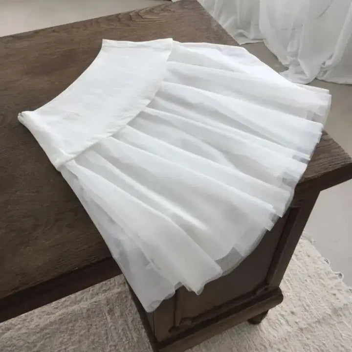 [BUNJANG] White Layered Midi Skirt / 화이트 시스루 레이어드 미디스커트