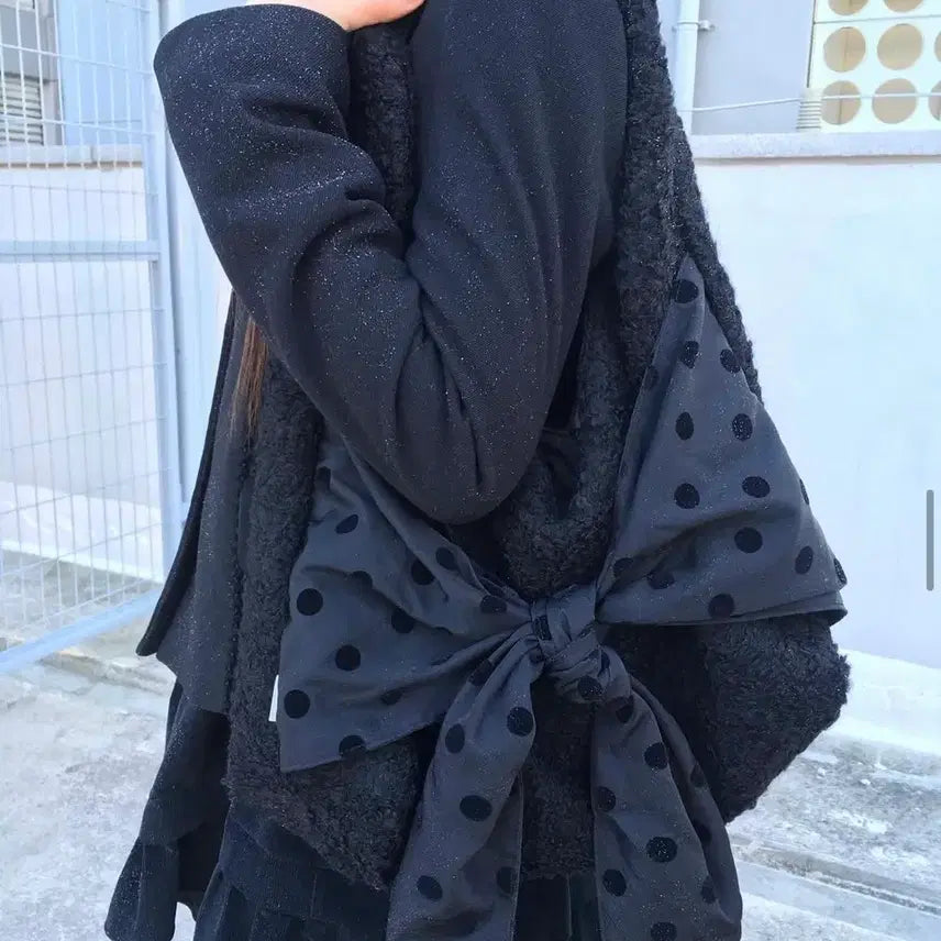 [BUNJANG] Chemise Dot Bow Hobo Bag Shoulder Bag / 체메씨 도트 보우 호보백 숄더백