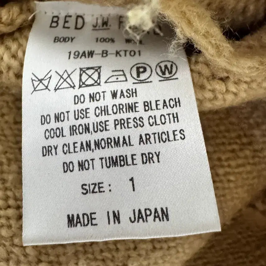 [BUNJANG] BED j.w. FORD Tan Wool Bolo Crew Sweater / 베드jw포드 BED JW FORD 탄 울 볼로 크루 스웨터 카멜 1