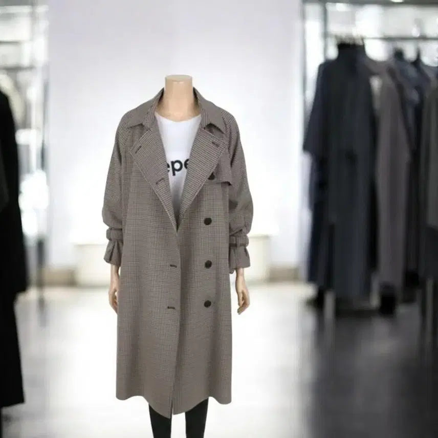 [BUNJANG] STUDIO TOMBOY Houndstooth Check Trench Coat / 여성 STUDIO TOMBOY 톰보이 하운드투스 체크 트렌치코트 F/W