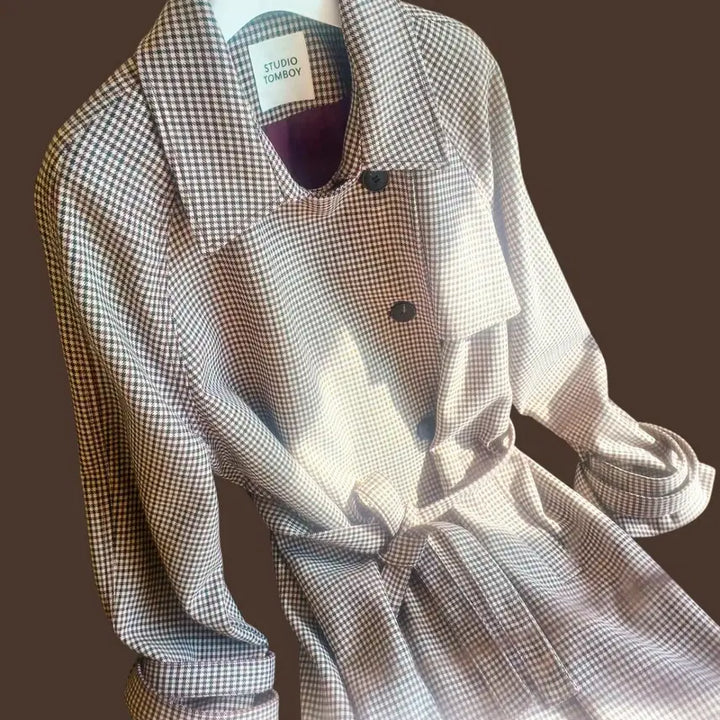 [BUNJANG] STUDIO TOMBOY Houndstooth Check Trench Coat / 여성 STUDIO TOMBOY 톰보이 하운드투스 체크 트렌치코트 F/W
