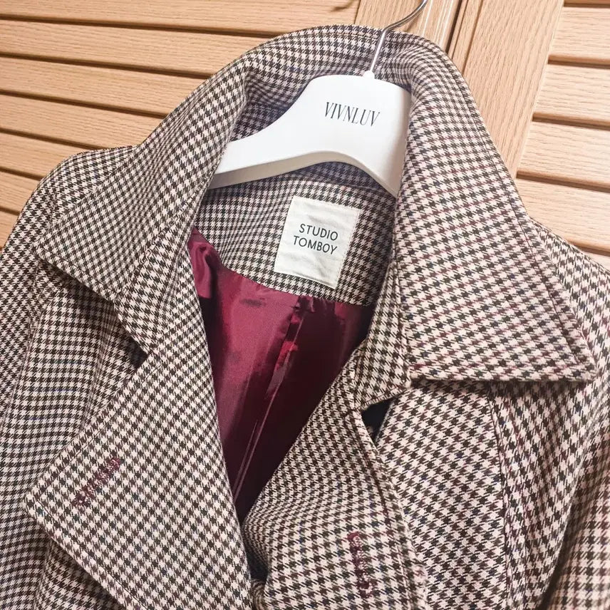 [BUNJANG] STUDIO TOMBOY Houndstooth Check Trench Coat / 여성 STUDIO TOMBOY 톰보이 하운드투스 체크 트렌치코트 F/W