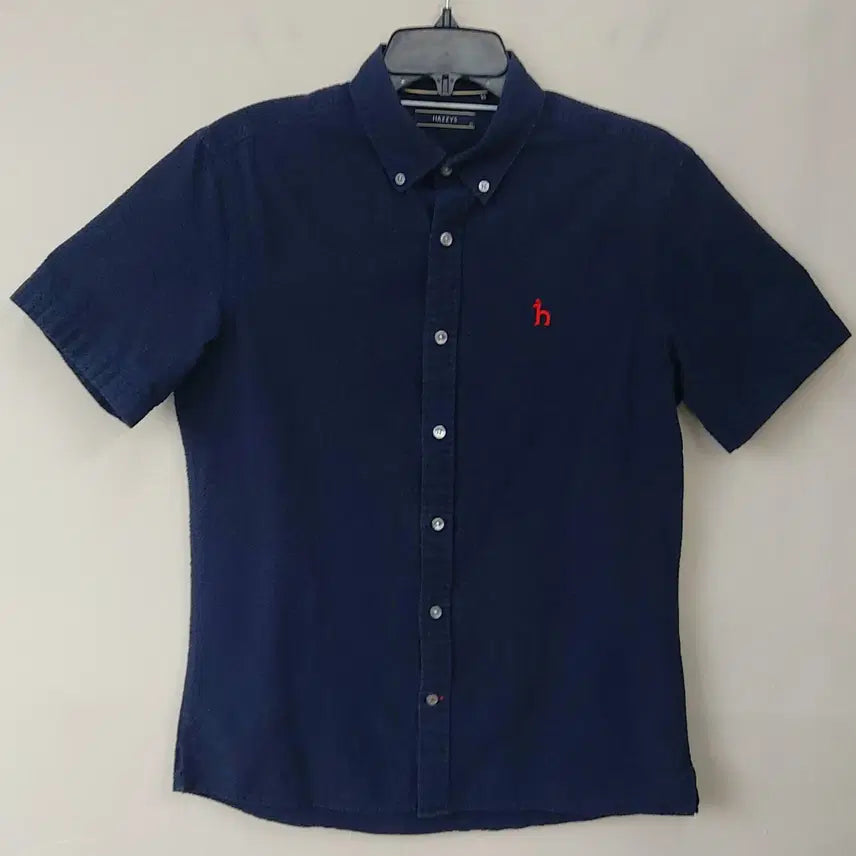 [BUNJANG] Hazzys Men's Short Sleeve Embroidered Shirt / 헤지스 95 순면 엠보 반팔 셔츠. NV.