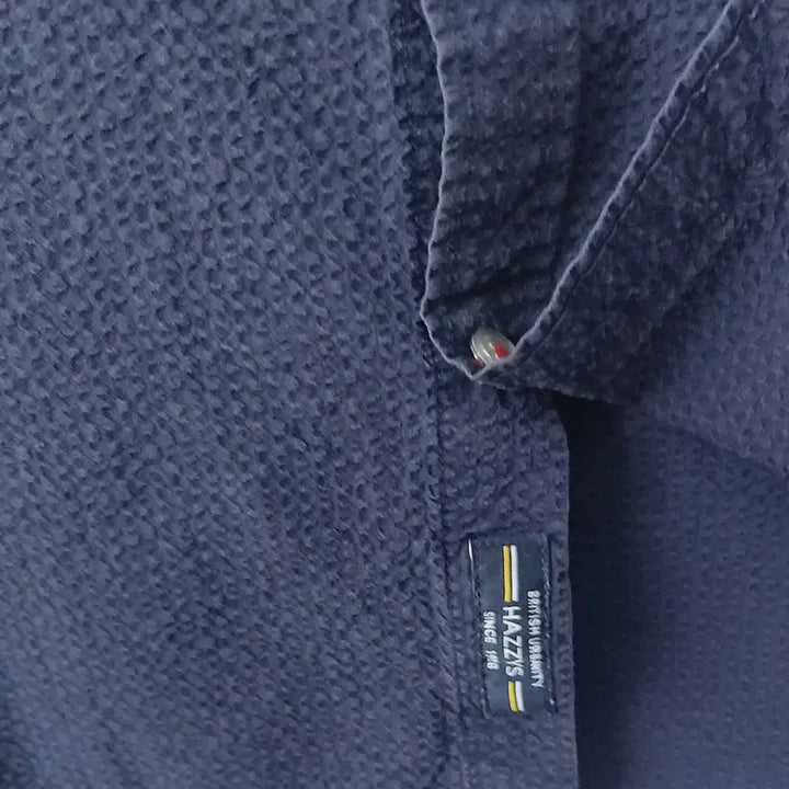 [BUNJANG] Hazzys Men's Short Sleeve Embroidered Shirt / 헤지스 95 순면 엠보 반팔 셔츠. NV.