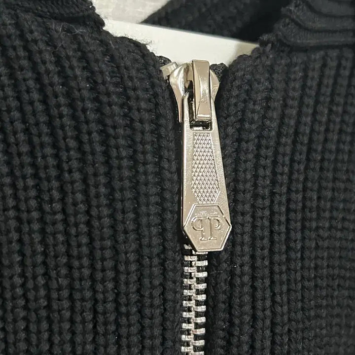 [BUNJANG] Philipp Plein Black Knit Hooded Zip-up / 필립플레인 블랙 니트 후드집업