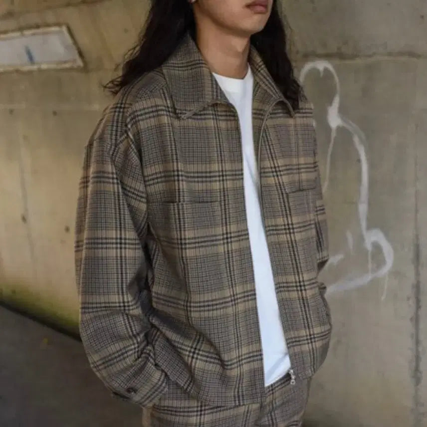 [BUNJANG] Auralee Wool Serge Check Blouson Jacket / 오라리 Auralee 울 서지 체크집업 블루종 5