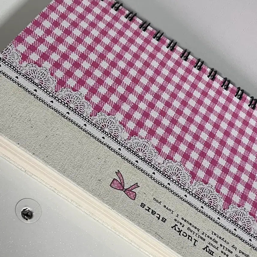 [BUNJANG] Classic Pink Check Diary Notebook / 고전st 분홍 체크 다이어리 노트 새상품