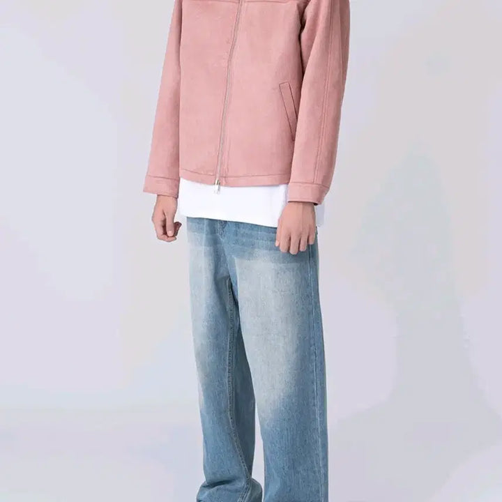 [BUNJANG] UNDEROFF Suede Jacket (Indie Pink, Size L) / UNDEROFF 인디핑크 스웨이드 자켓 L