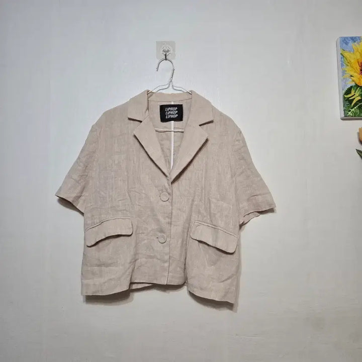 [BUNJANG] Liphop Linen Half Sleeve Blazer Beige Jacket / 립합 liphop 자체제작 하프 소매 린넨 반팔 자켓 베이지색 블레이저