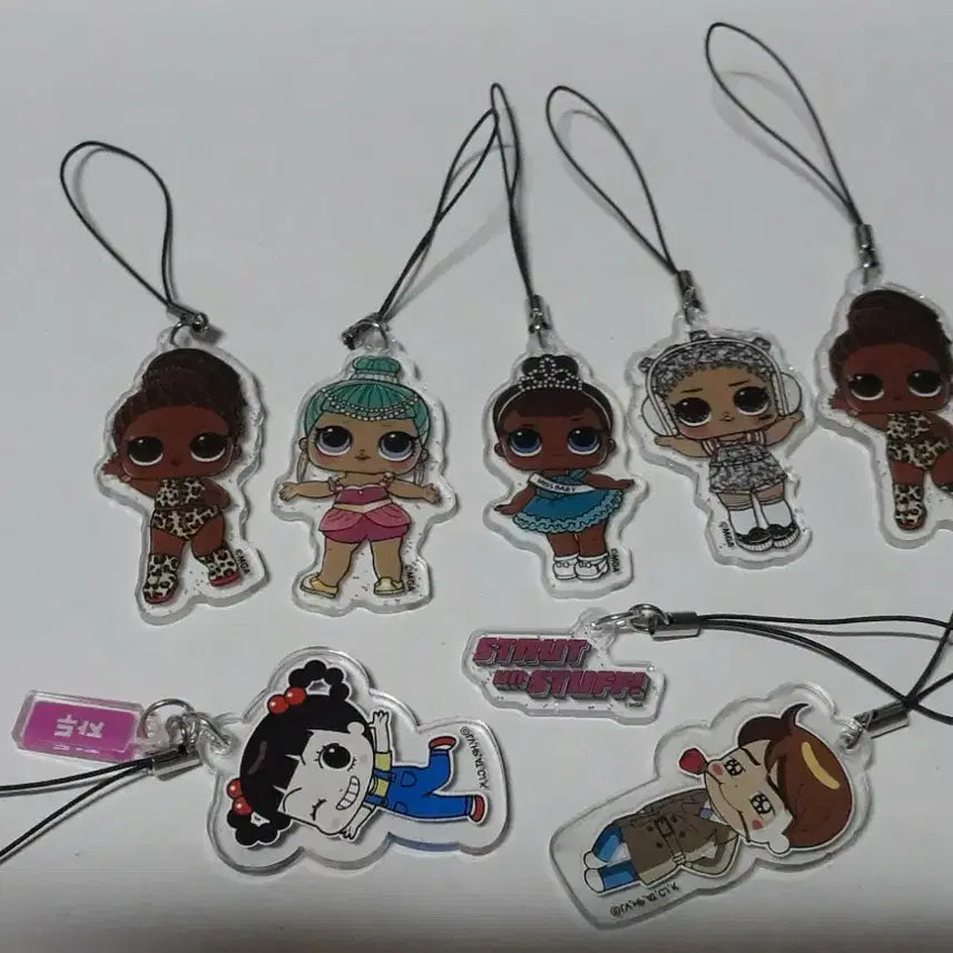 [BUNJANG] Character Acrylic Keyring/Phone Strap Bundle Set / 인형 캐릭터 아크릴 키링/폰 스트랩 일괄