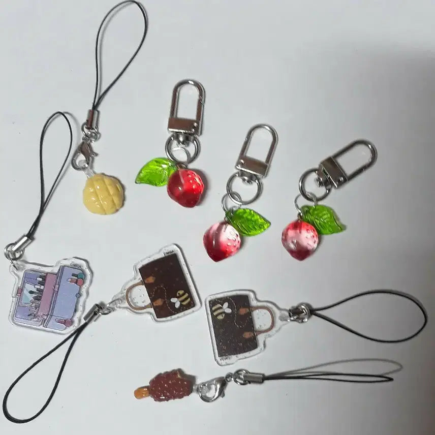 [BUNJANG] Handmade Fruit Acrylic Keyring Bundle Set / 핸드메이드 과일 소품 등 아크릴 키링 일괄