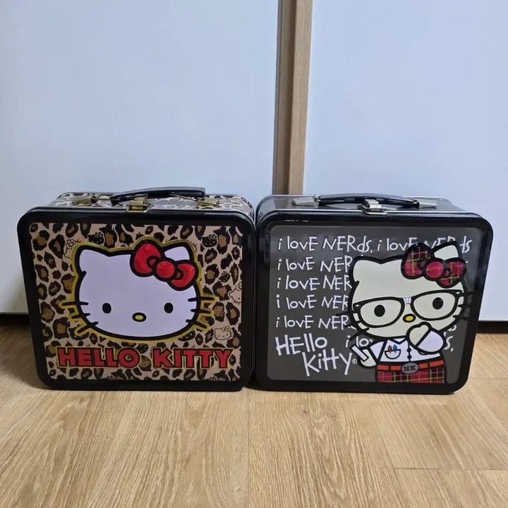 [BUNJANG] Hello Kitty Leopard & Black Tin Case Set / 헬로키티 틴케이스레오파드 / 블랙 2종 세트