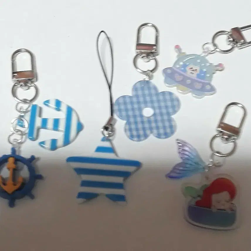 [BUNJANG] Handmade Blue Ocean Theme Keyring Bundle / 파랑 키링 바다 관련 소품 키홀더 일괄