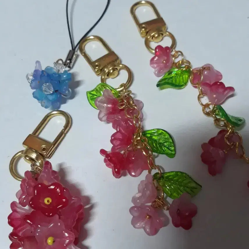 [BUNJANG] Handmade Flower Keyring Bundle Set / 꽃 키링 열쇠고리 핸드폰고리 일괄