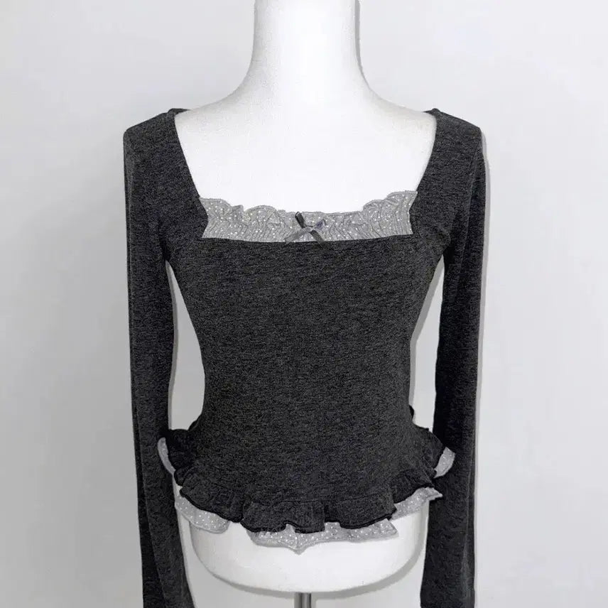 [BUNJANG] Charming Frill Long-Sleeve Top / (2color) 챠밍 프릴 긴팔티