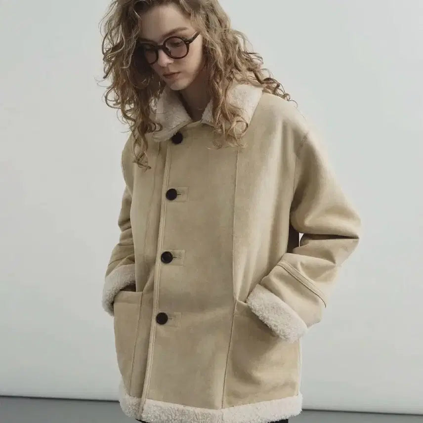 [BUNJANG] Mongdol Reversible Suede Mouton Beige / 몽돌 리버시블 스웨이드 무스탕 베이지