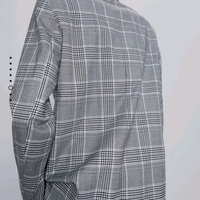 [BUNJANG] ZARA Gray Check Blazer Jacket / 자라 zara 회색 체크 블레이저 어깨패드 자켓 그레이