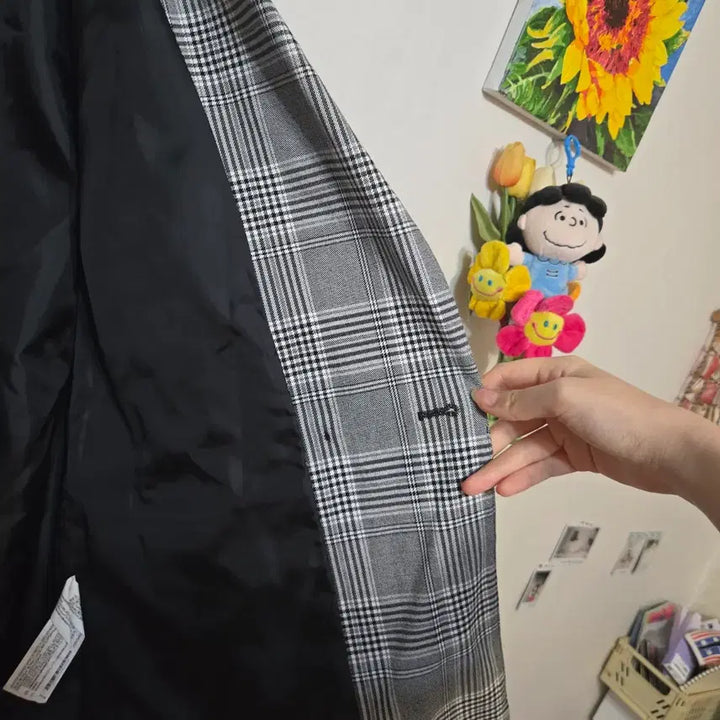 [BUNJANG] ZARA Gray Check Blazer Jacket / 자라 zara 회색 체크 블레이저 어깨패드 자켓 그레이