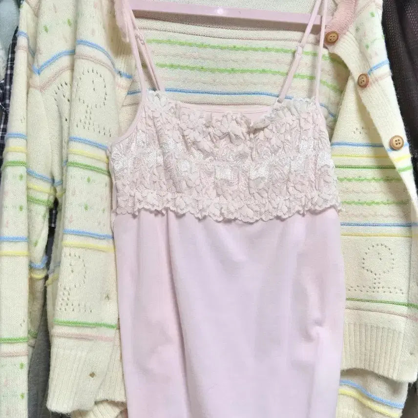 [BUNJANG] Ivory Pattern Knit Cardigan / 아이보리 패턴 니트 가디건 모리걸 러블리 히메카지 갸루 빈티지