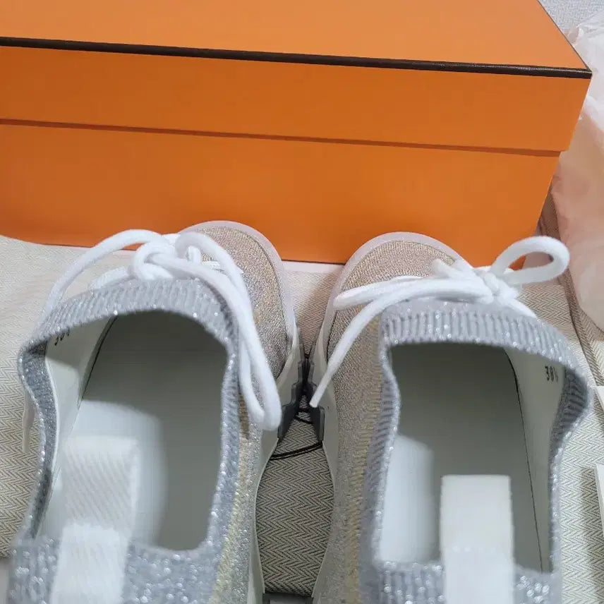 [BUNJANG] Hermes Addict Silver Pearl Sneakers / 에르메스 실버 펄 어딕트 스니커즈