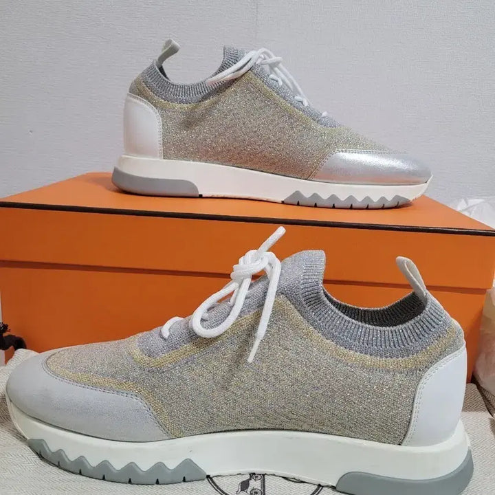 [BUNJANG] Hermès Silver Pearl Addict Sneakers / 에르메스 실버 펄 어딕트 스니커즈