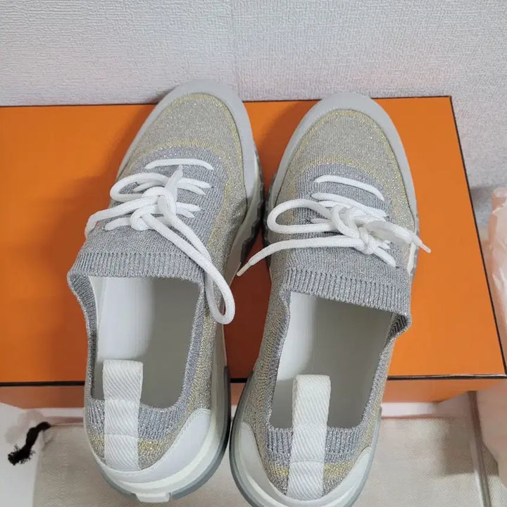 [BUNJANG] Hermes Addict Silver Pearl Sneakers / 에르메스 실버 펄 어딕트 스니커즈