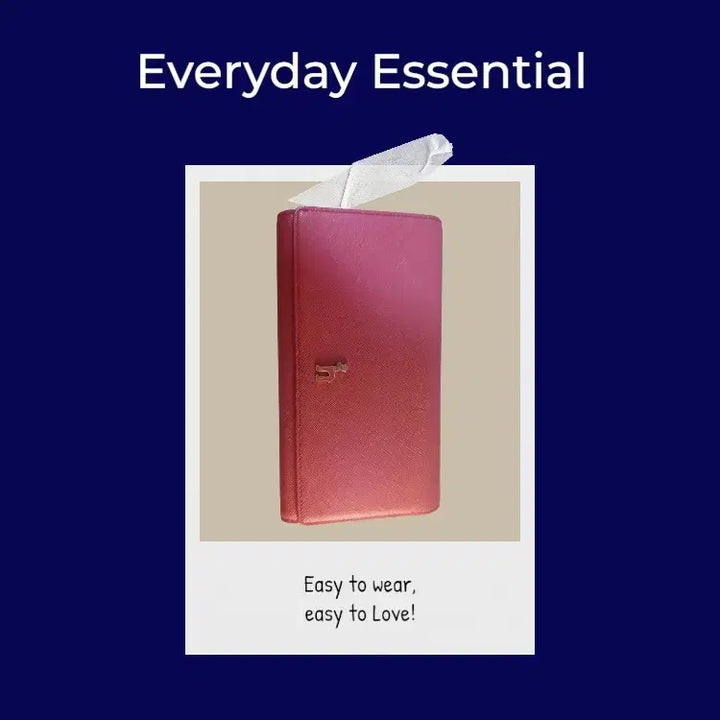 [BUNJANG] Hazzys Hot Pink Saffiano Leather Skinny Long Wallet / 헤지스 핫핑크 3단 스키니 장지갑