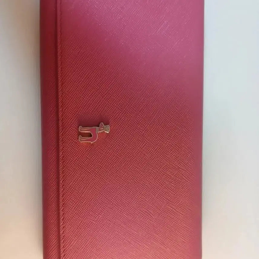 [BUNJANG] Hazzys Hot Pink Saffiano Leather Skinny Long Wallet / 헤지스 핫핑크 3단 스키니 장지갑