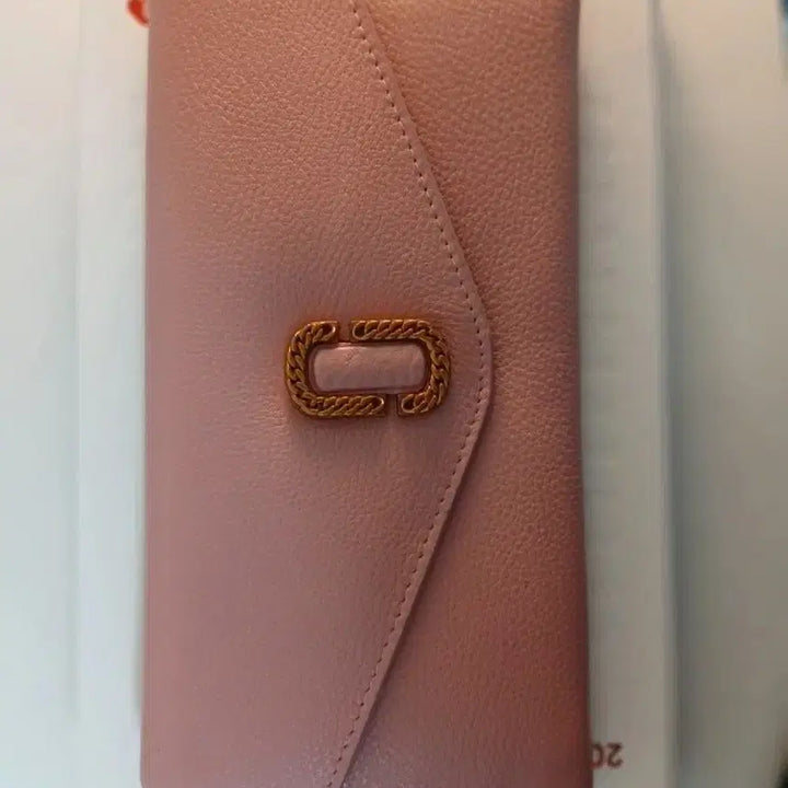 [BUNJANG] Pink Cowhide Long Wallet / 딸기우유 핑크 가죽 장지갑
