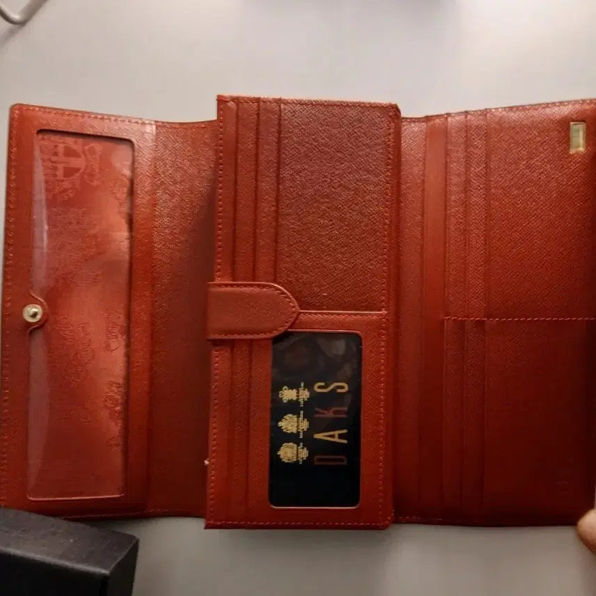 [BUNJANG] Daks Red Check Pattern Tri-Fold Long Wallet / 닥스 레드 체크패턴 3단 장지갑