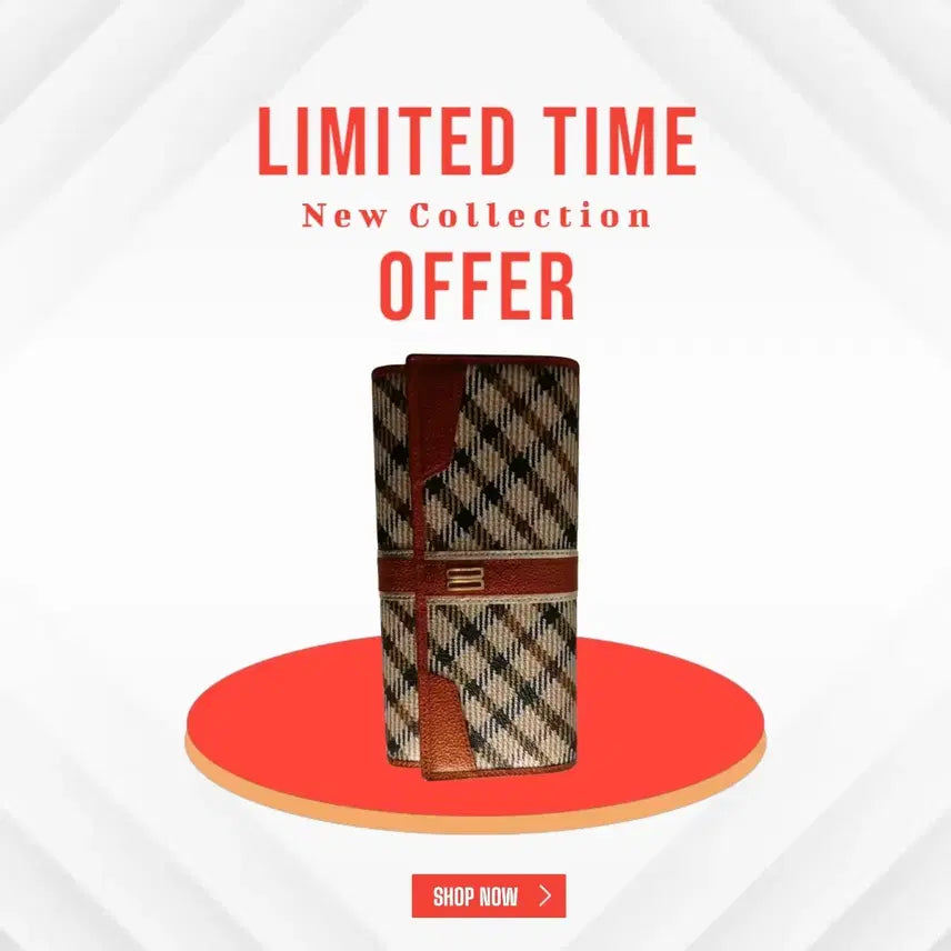 [BUNJANG] Daks Red Pearl Check Pattern Tri-Fold Long Wallet / (풀박)닥스 레드펄 체크패턴 3단 장지갑