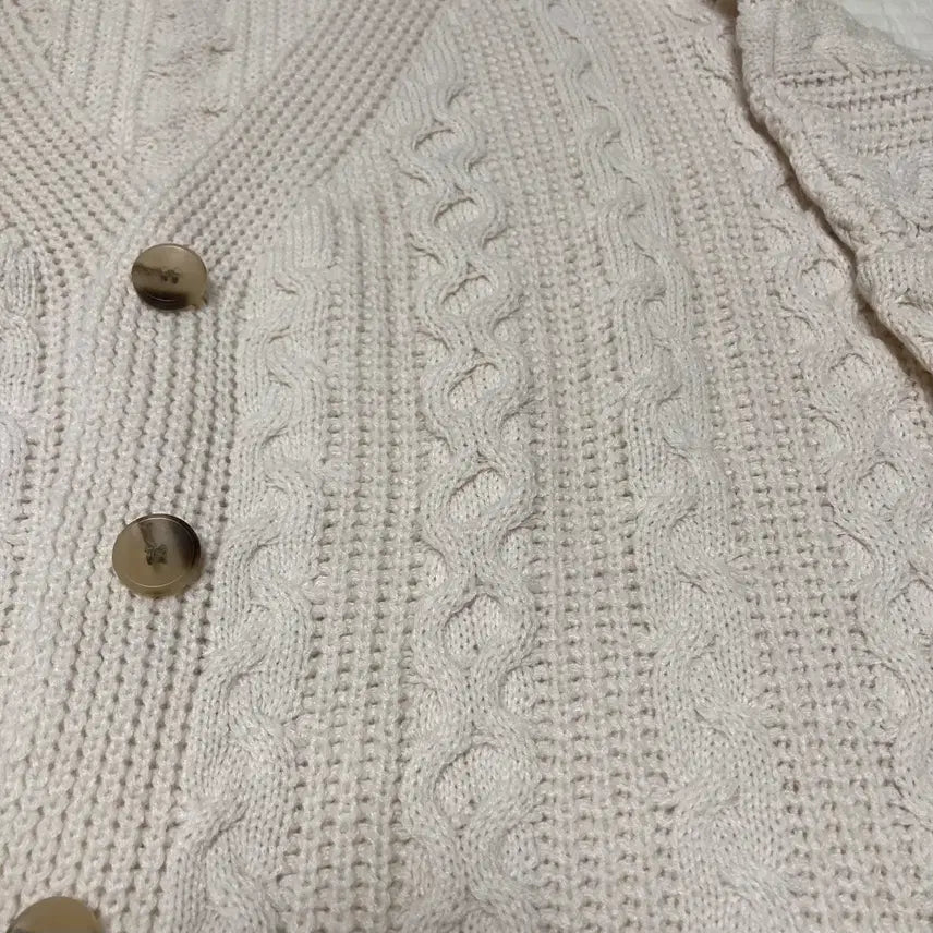 [BUNJANG] Vintage Cable Knit Cardigan / 착샷O) [일본빈티지] 폭닥우유맛 꽈배기 니트 가디건