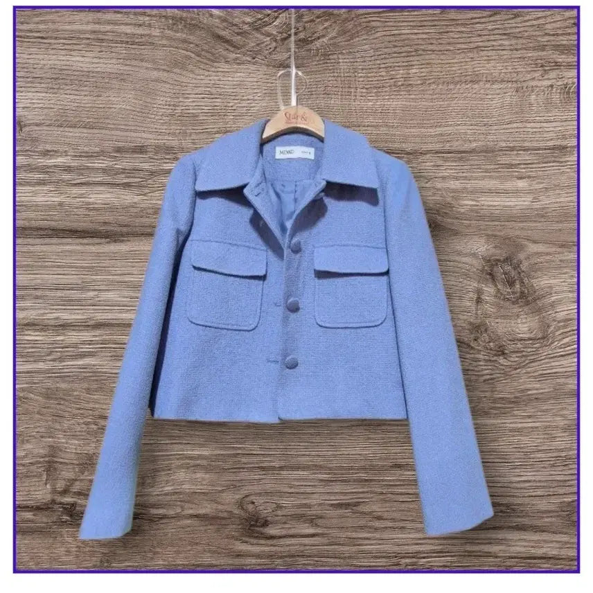 [BUNJANG] MIXXO Tweed Crop Jacket / 미쏘 트위드 크롭 자켓 하늘색