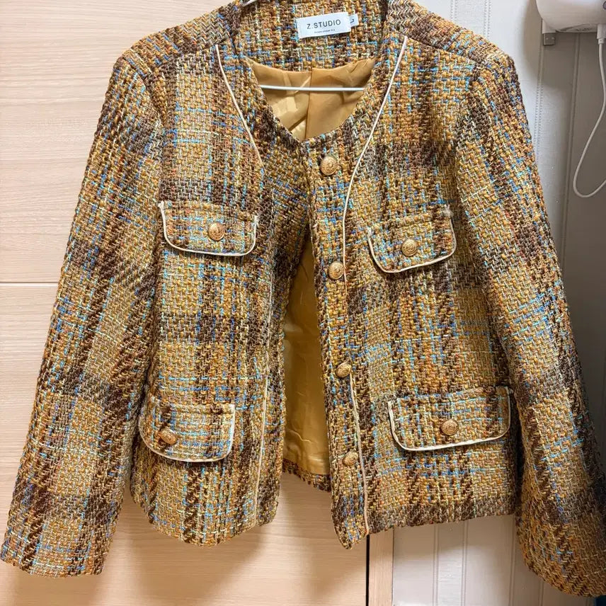[BUNJANG] No Collar Tweed Jacket / 노카라 라운드 트위드자켓(free)