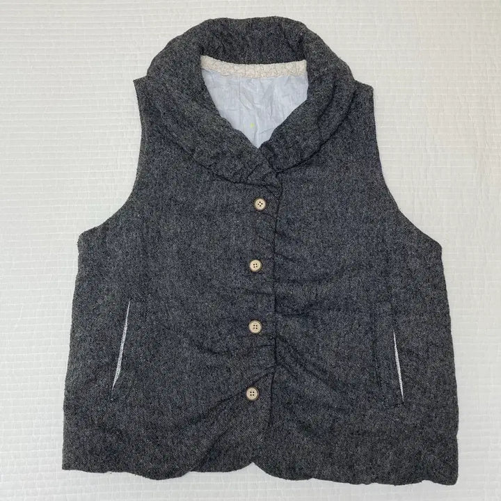 [BUNJANG] Vintage Mori Girl Wool Padded Vest / 착샷O) [일본빈티지] 모리걸 만두카라 모직 패딩 조끼
