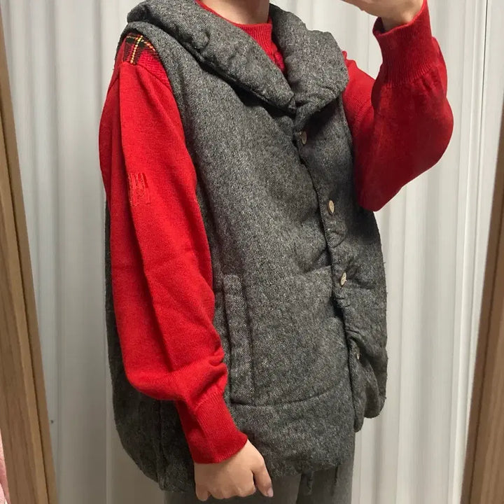 [BUNJANG] Vintage Mori Girl Wool Padded Vest / 착샷O) [일본빈티지] 모리걸 만두카라 모직 패딩 조끼