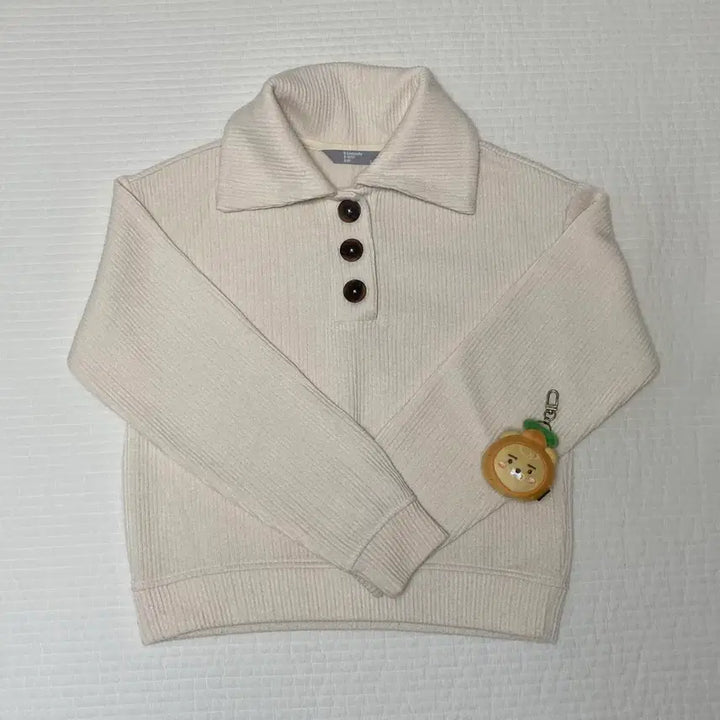 [BUNJANG] 8seconds Ivory Big Collar Ribbed Knit / 에잇세컨즈 아이보리 빅카라 골지 니트