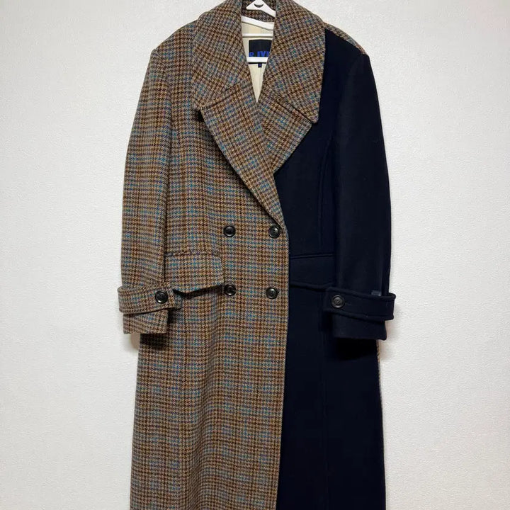 [BUNJANG] SJYP Checkered Long Coat XS / SJYP 배색 체크 롱코트 XS