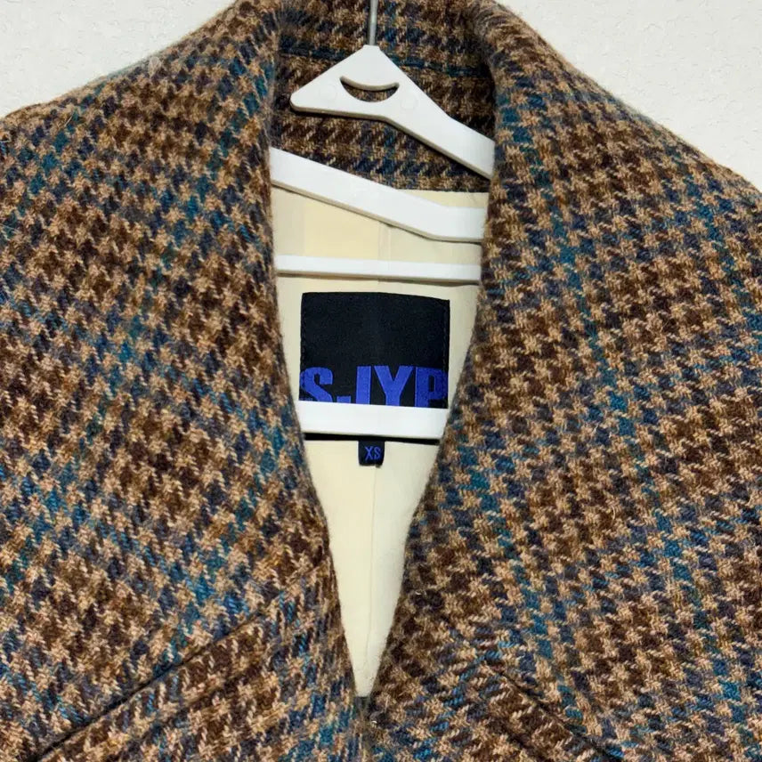 [BUNJANG] SJYP Checkered Long Coat XS / SJYP 배색 체크 롱코트 XS