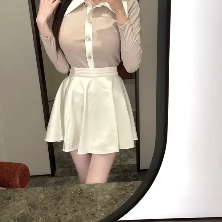 [BUNJANG] Silk Satin Flare Mini Skirt / [새상품/고퀄/수입]실크 새틴 훌 플레어 미니스커트 수입의류
