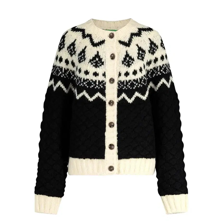 [BUNJANG] Greenbutter Nordic Cardigan Black / 그린버터 와플 노르딕 가디건 블랙