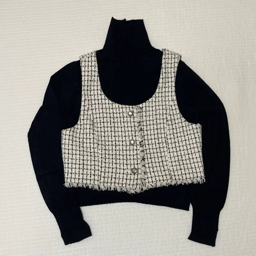 [BUNJANG] 8 Seconds Antique Tweed Knit Vest Set / 착샷O) 에잇세컨즈 앤틱 트위드 니트 베스트 세트