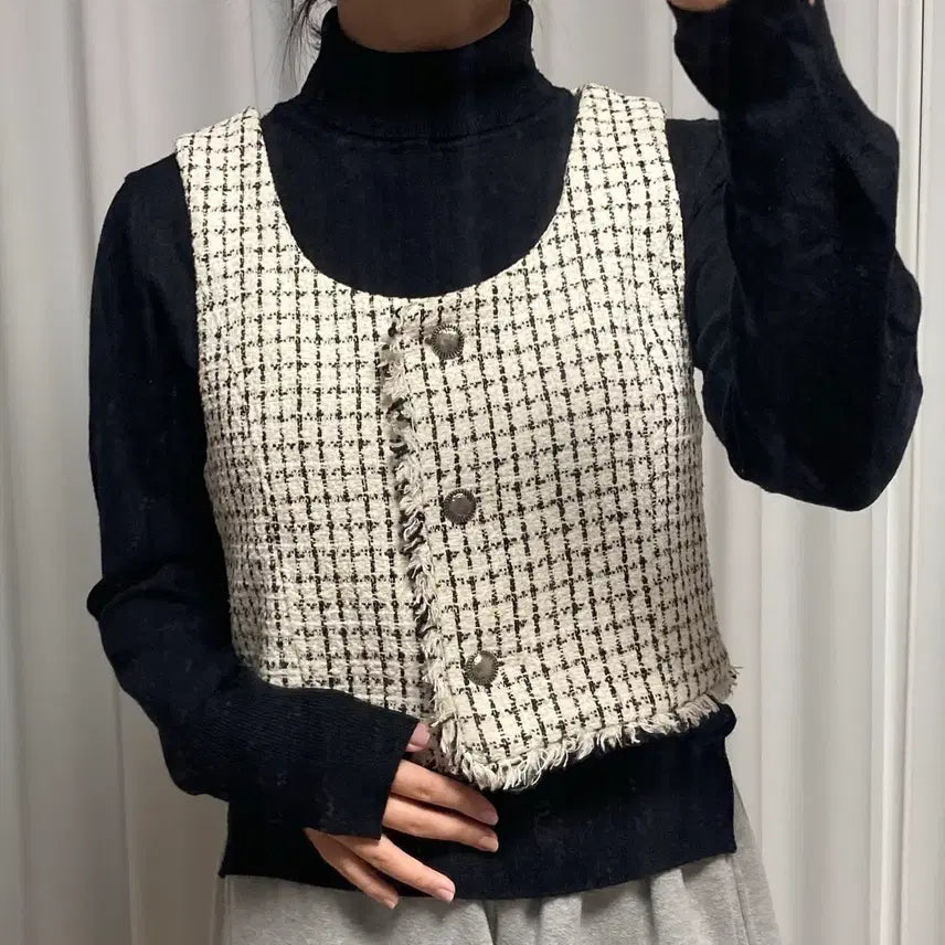 [BUNJANG] 8 Seconds Antique Tweed Knit Vest Set / 착샷O) 에잇세컨즈 앤틱 트위드 니트 베스트 세트