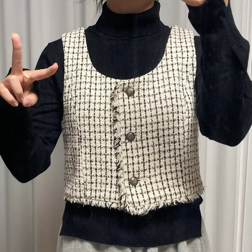 [BUNJANG] 8 Seconds Antique Tweed Knit Vest Set / 착샷O) 에잇세컨즈 앤틱 트위드 니트 베스트 세트