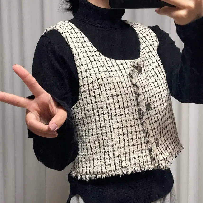 [BUNJANG] 8 Seconds Antique Tweed Knit Vest Set / 착샷O) 에잇세컨즈 앤틱 트위드 니트 베스트 세트