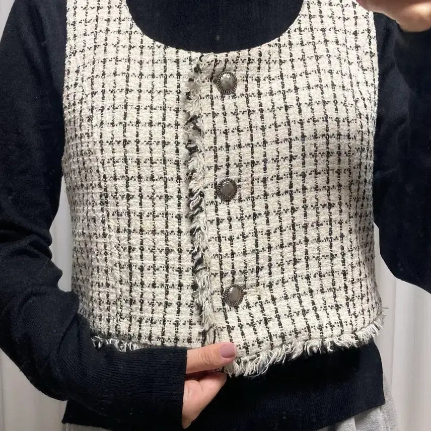 [BUNJANG] 8 Seconds Antique Tweed Knit Vest Set / 착샷O) 에잇세컨즈 앤틱 트위드 니트 베스트 세트